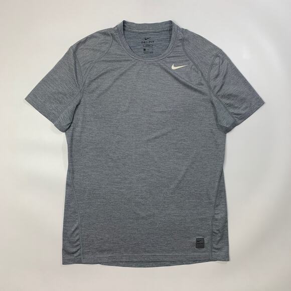 Nike Pro Shirt Mens L Large Cool Grey Dri Fit Fitted Short Sleeve Gym Train Run - Picture 2 of 12